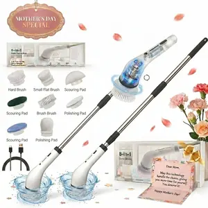 【Mother's Day gift】Electric Spin Scrubber, Cordless Power Scrubber for Bathroom/Shower/Tub/Tile & Grout, 8 Brush Heads, Dual-Speed, Adjustable Extension Handle, IPX7 Waterproof, USB-C Rechargeable Cleaning Tool