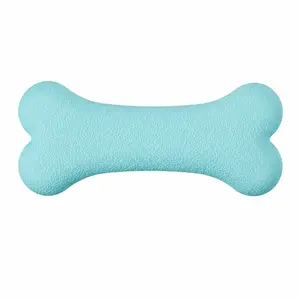 Medium Blue Durable Rubber Dog Bone with Squeaker, Chew Level 3
