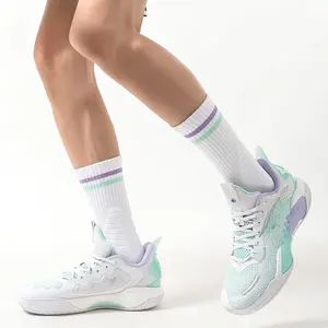 SPORT'S HOUSE 6-Pair Unisex Youth Sports Athletic Socks, Free Size Stripes Mix Cotton, Anti-Odor Antibacterial Grip, All Seasons Breathable Fabric for Basketball, Outdoor Activities