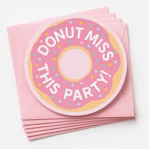 Donut-Themed Birthday Party Invitations - 8 Pack