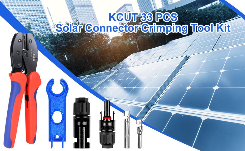 All-in-One Solar Connectors Assembly Kit, 63PCS Complete Set with 30 Pairs Male/Female PV Connectors, 30 Pairs Metal Terminals, 1 Professional Crimping Tool & 2 Multifunctional Wrenches, for 2.5/4mm² PV Cable, RV, Boat & DIY Solar Installation