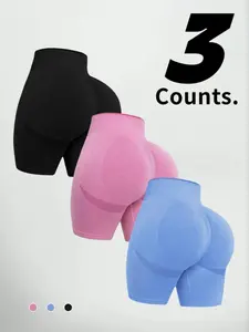 Women's Seamless High-Waisted Yoga Shorts Set, Elastic & Breathable Fabric, Perfect for Running Cycling Gym Workouts