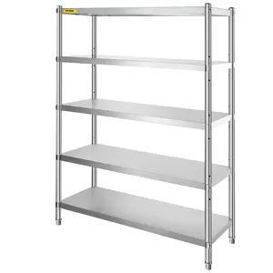 VEVOR Stainless Steel Shelves 48x18.5 Inch 5 Tier Adjustable Shelf Storage Unit Stainless Steel Rack Shelving Heavy Duty Shelving for Kitchen Commercial Office Garage Storage 330lb Per Shelf