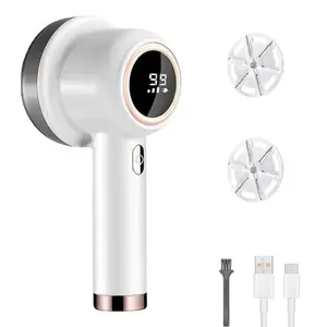 Rechargeable Fabric Shaver Electric Lint Remover for Clothes with LED Display, Large Capacity Container, 3 Speed Settings, Easy-Grip Handle, Portable Sweater Lint Shaver