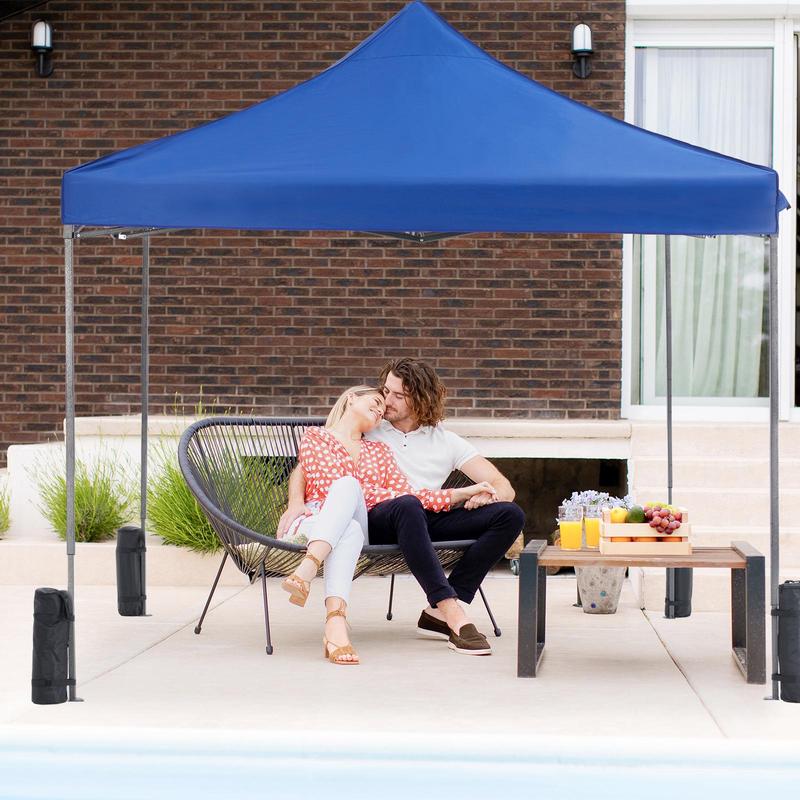 Instant Pop Up Canopy Tent with Sand Bags - 10ft x 10ft Outdoor Shade Shelter for Parties, Camping, and Beach