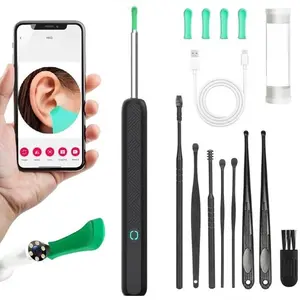 Portable Visible Ear Spoon Set with Camera, Includes 8 Wax Removal Tools, Earwax Removal Kit Compatible with iOS & Android, Perfect Holiday Gift