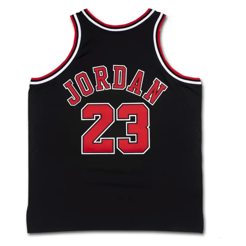 Michael Jordan Autographed Chicago Bulls '6x NBA Champ' Embroidered Black Jersey UDA LE 123