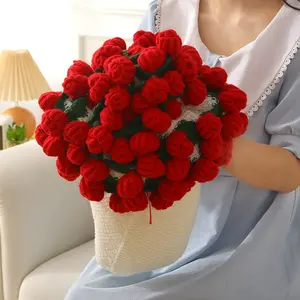 Handmade Crochet Rose Blanket Bouquet with 52 Roses - Soft Lightweight Knitted Throw Blanket |   Anniversary Wedding Birthday Surprise Gift Family  Home Decor Artificial Flower Decorative friend gift graduation gift