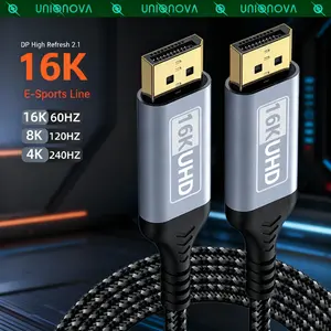 UNIQNOVA DisplayPort 1.4/2.1 Cable, 8K/16K Video Cables, Gold Plated Connectors, 16K@80Hz,8K@240Hz-60Hz,4K@240Hz-144Hz,2K@240Hz,HDR,Compatible for Gaming,Monitor,PC,Laptop,TV,Projector,Entertainment and Work, 3.3FT/6.6FT/10FT