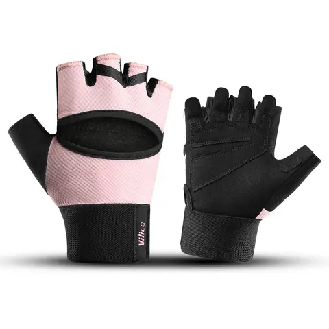 Half Finger Fitness Workout Gloves, Anti-slip Wear Resistant Gym Gloves with Wrist Support for Weightlifting Cycling Training, Breathable Palm Protection Gym Hand Gloves for Men Women