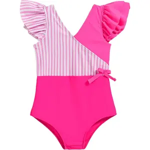 X-BHD48  Toddler Baby Swimsuit Girl Bathing Suit Girl 2T 3T 4T 5T 6T Girls One Piece Swimsuits Color Block Swimwear