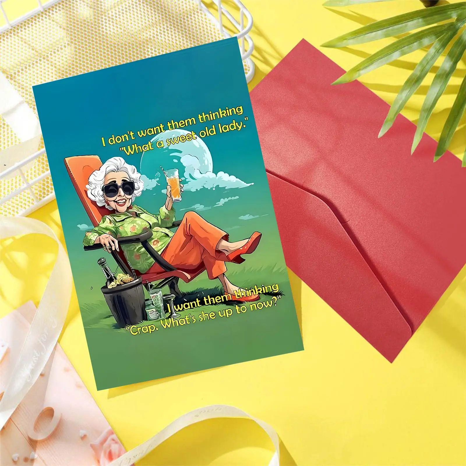 Funny Humor "Crap, What's She Up to Now?" Sassy Granny Meme Birthday Card - 1pc Bold Text Gag Gift for Sister, Brother, Friends, Family, Colleagues - April Fool's Day, Easter & Birthday Prank Card Greeting Card