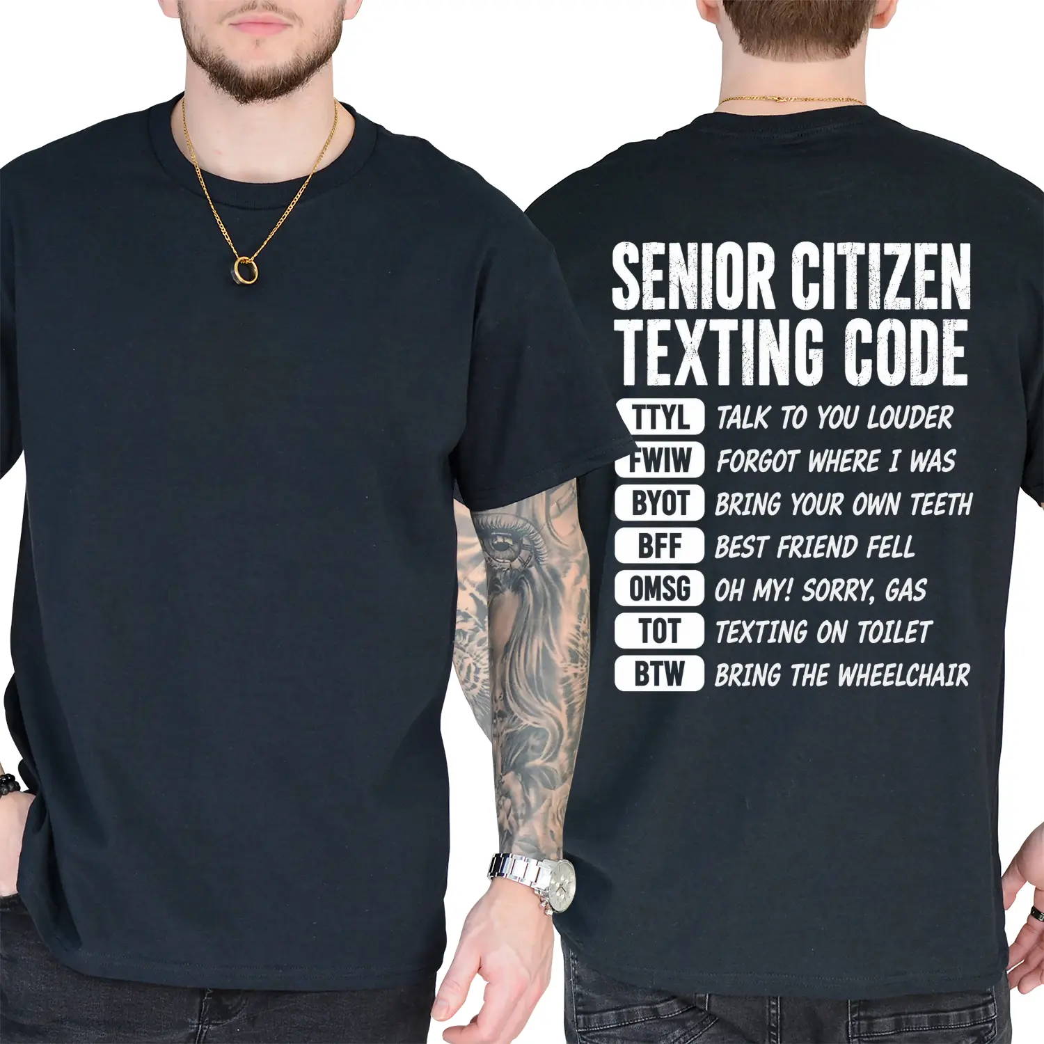 Senior Citizen's Texting Code Funny T-Shirt