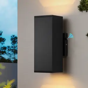 Muti-Pack Dusk to Dawn Outdoor Wall Sconce, 12W 2700K Up and Down LED Wall Light with Photocell Sensor, Wet Rated Matte Black Die-cast Aluminum Exterior Wall Lantern, Hardwired 120V for Porch, Patio, Yard, Garage, Shower Room