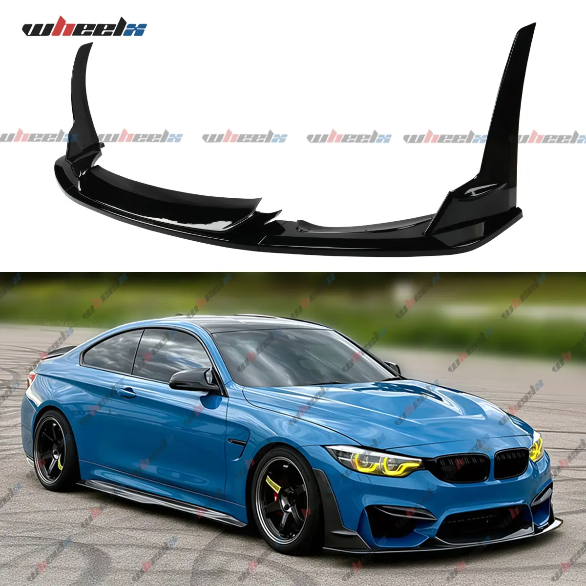 2015-2019 BMW F80 M3 & F82/F83 M4 – LPT Style Gloss Black Carbon Fiber Front Bumper Lip Spoiler Splitter Kit | OEM Bumper Only | Segmented Design