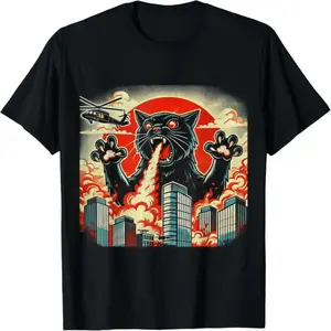 Casual Cotton Short Sleeve Graphic T Shirt Featuring Cute Cat Design Perfect for Men Women and Kids