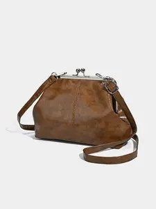 Fashionable Solid Color Crossbody Bag, Versatile Commuter Shoulder Bag, British Style Dumpling Bag, Retro National Trend Handbag, Crossbody Hobo Bag