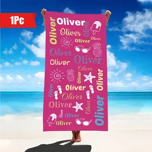 1pc Name Customized Beach Towel, Stylish Personalized Beach Blanket, Super Absorbent & Quick-drying Swimming Towel, Suitable For Beach Swimming Outdoor Camping Travel, Ideal Beach Essentials