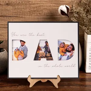 Best MOM/DAD In The Whole World Wood Photo Frame – DIY Picture Plaque with Stand, Mother's Day, Father's day Gift from Kids
