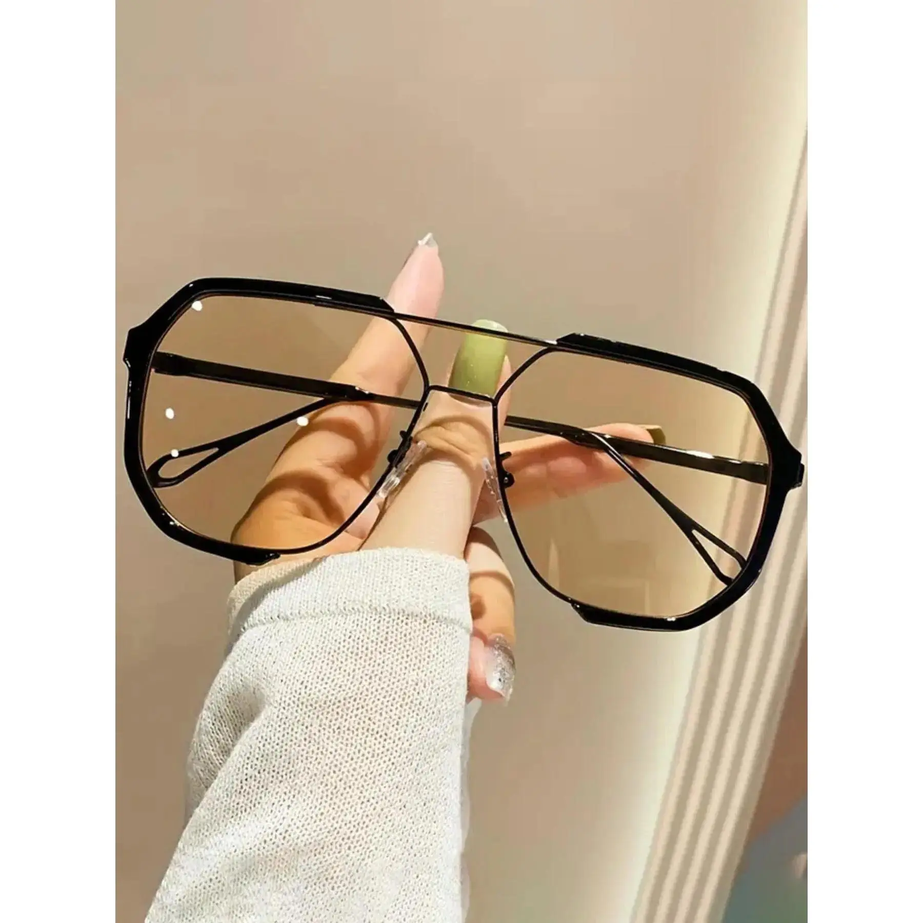 Sports Eyewear, Unisex Vintage Flat Top Aviators, Casual Stylish & Trendy Streetwear Accessory for Driving, Casual Stylish Glasses, Trendy Streetwear Sunglasses, Year-Round