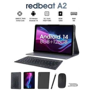 Redbeat A2 Tablet, 10 Inch Android 14, Quad Core 2.0ghz, 8GB RAM, 128GB Storage, Dual Cameras, 6000mah Battery, GPS, Wi-Fi, Accessories Included
