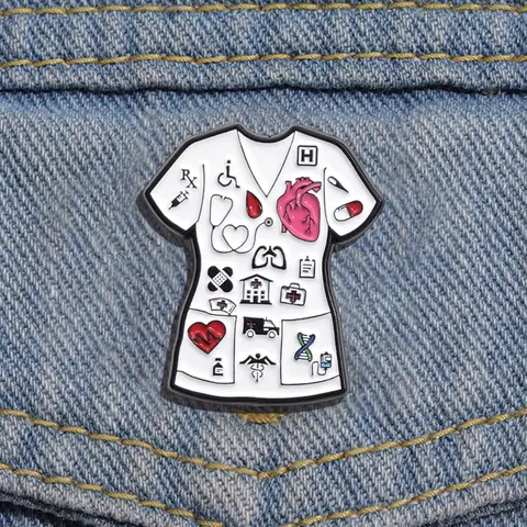Doctor Nurse Heart Design Brooch, Cute Clothes Accessories for Women & Men, Enamel Pin Suitable for Backpacks, Jeans, Scarves, Hats Decoration, Brooch Pins