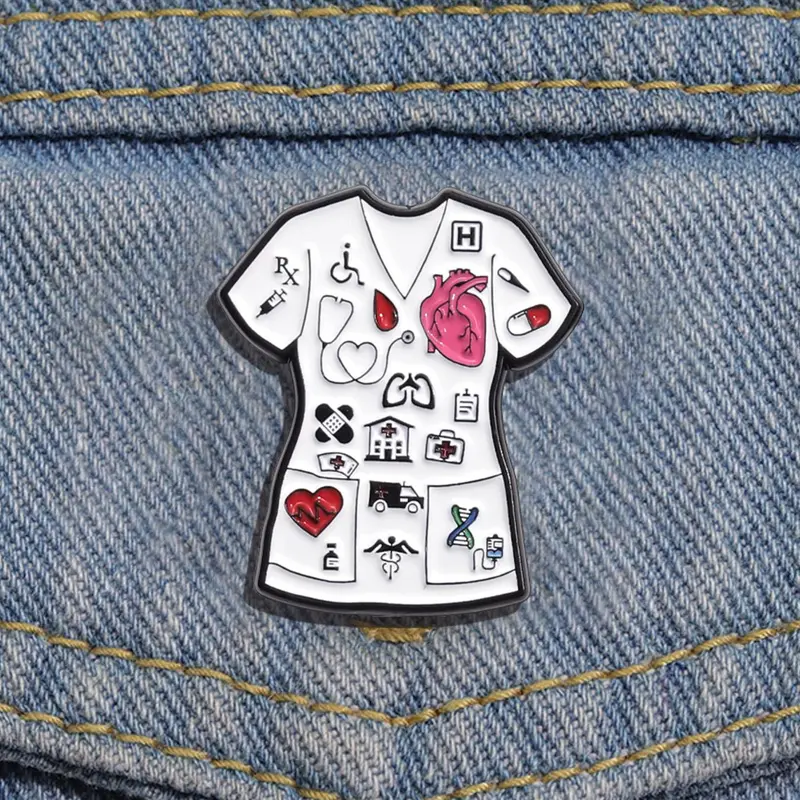 Doctor Nurse Heart Design Brooch, Cute Clothes Accessories for Women & Men, Enamel Pin Suitable for Backpacks, Jeans, Scarves, Hats Decoration, Brooch Pins