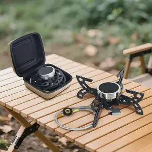 Portable Infrared Backpack Stove with Foldable Four-Leg Stand, Portable Gas Stove, Windproof Butane Propane Camping Stove, Outdoor Survival Gear, Men's Gift