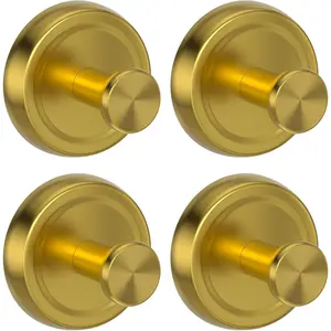 Heavy Duty Suction Cup Hooks, Suction Cup Shower Hooks, Reusable Bathroom Hooks for Hanging Towels, Robe - No Drill Walls, Glass, Tiles & Smooth Non-Porous Surfaces (4 Packs,Brushed Gold)