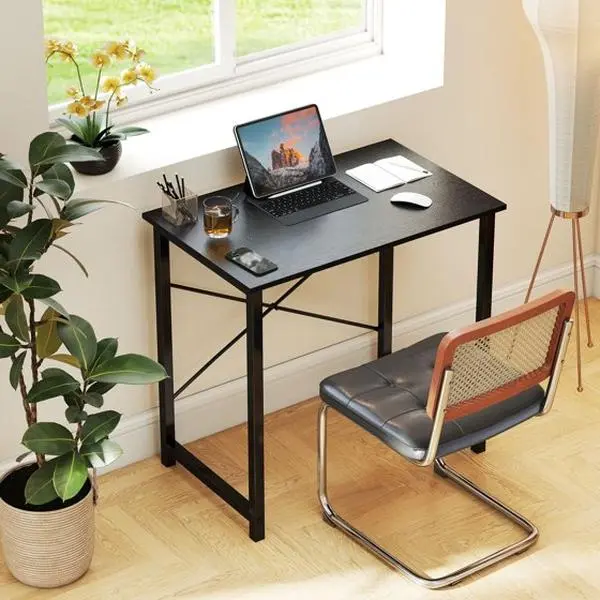 31 inch Computer Desk Modern Writing Desk, Industrial Office Desk, Office Table for Small Spaces,Sturdy Laptop Table for Home Office, Black