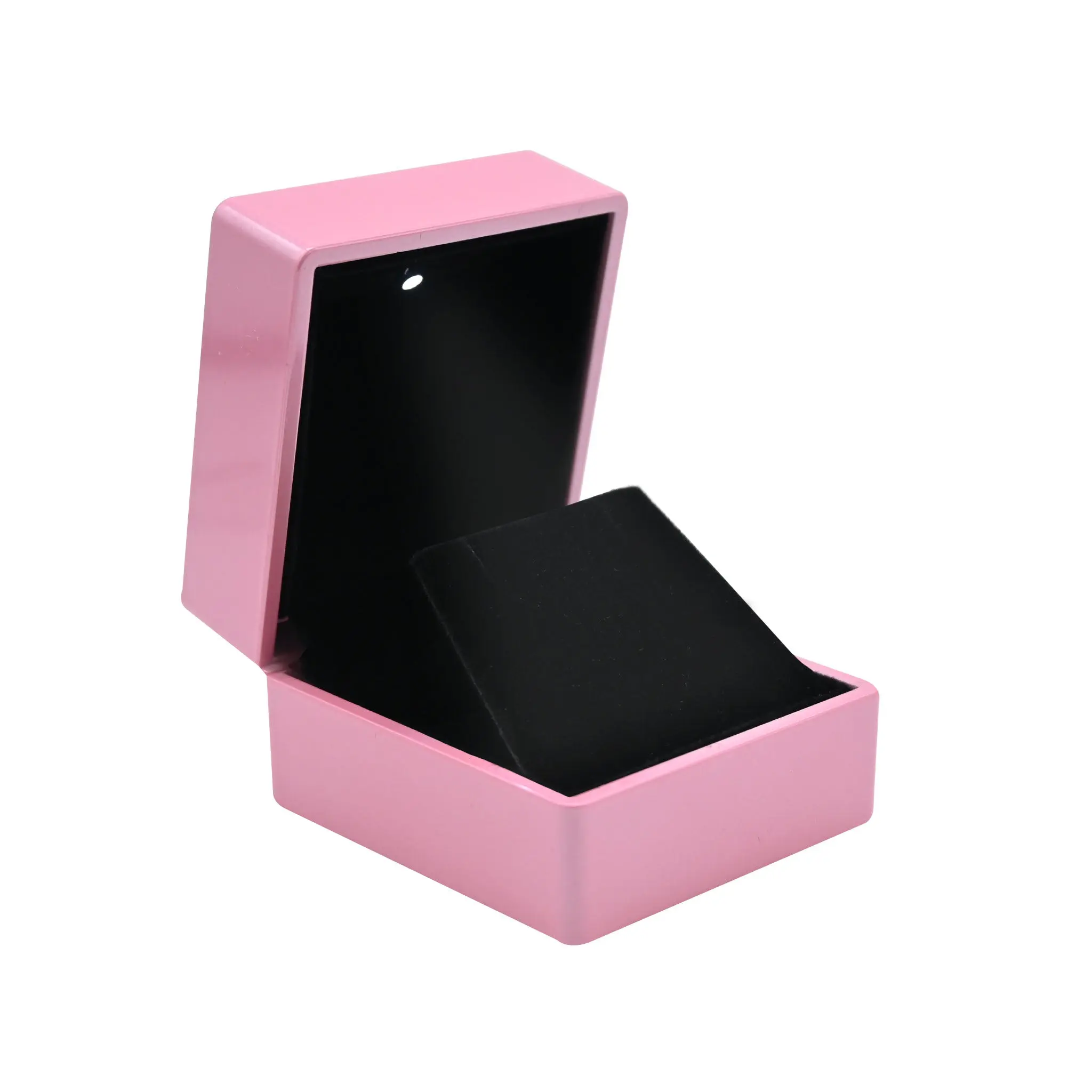 Pink LED Earring Box With Black Velvet Insert