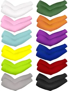 12 Pairs Unisex UV Protection Sleeves Long Arm Cooling Cover Sleeves
