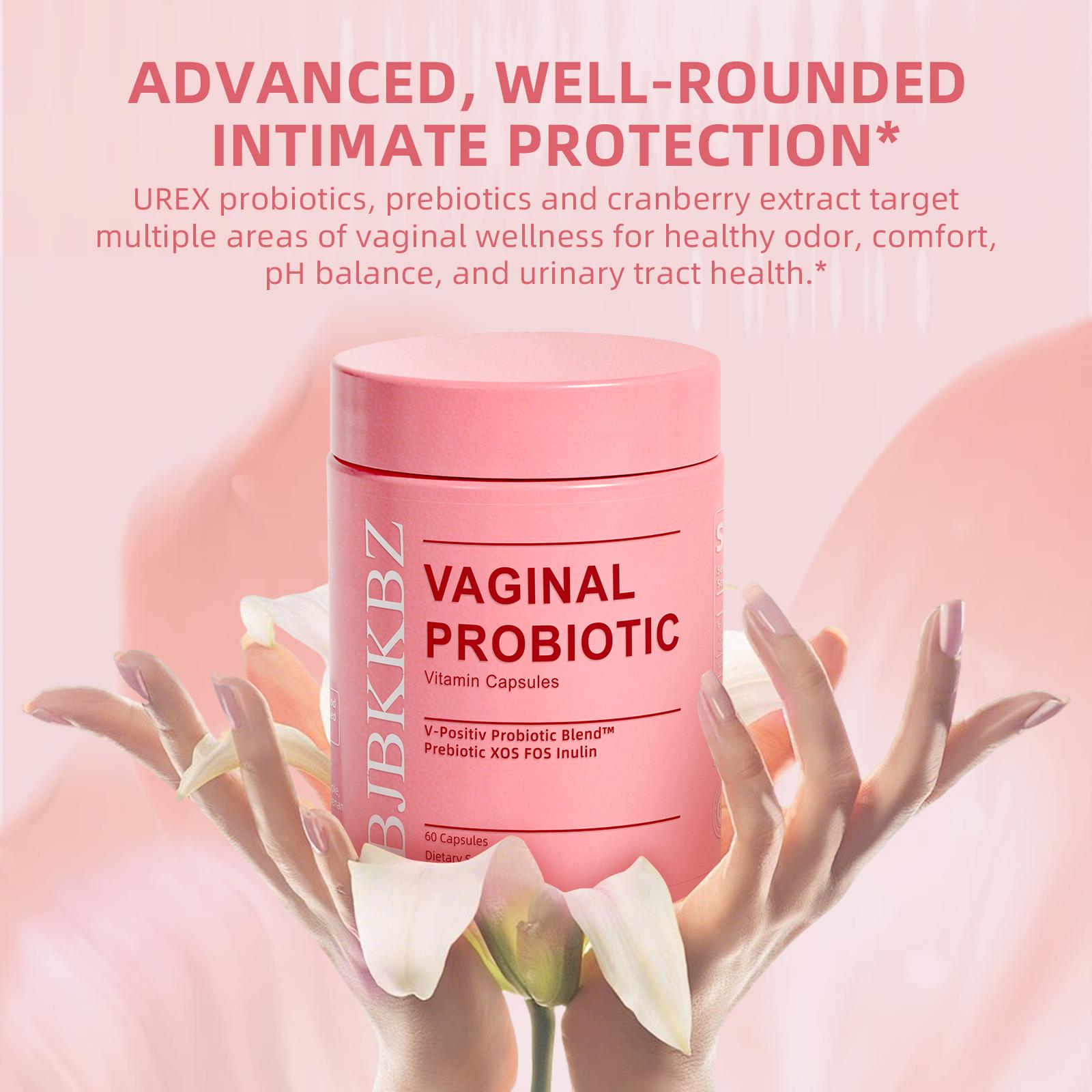 BJBKKBZ Vaginal Probiotic Vitamin Capsules, V-Positiv Probiotic Blend with Prebiotic XOS FOS Inulin, Supports Vaginal pH Balance, Yeast Balance & Urinary Tract Health, 60 Count Dietary Supplement