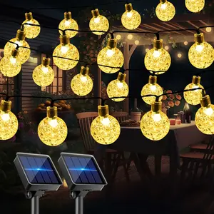 Solar Garden Decorative Lights 2 Sets 39.56 Feet IP65 Waterproof 204 Crystal Balls 12 Modes for Yard Porch Garden Decoration