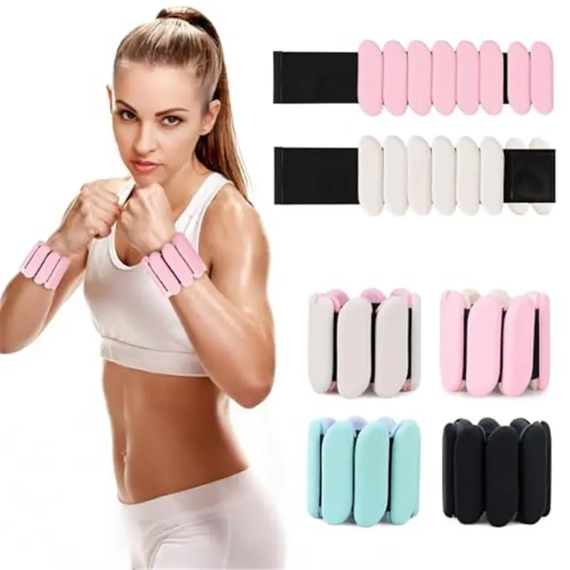 Women's 2Pcs 2lb Adjustable Waterproof Slip-Proof Silicone Wrist Ankle Weights, Wearable Bracelets for Yoga, Weight Training, Walking, Adjustable Wrist Weights, Ankle Wrist Weights