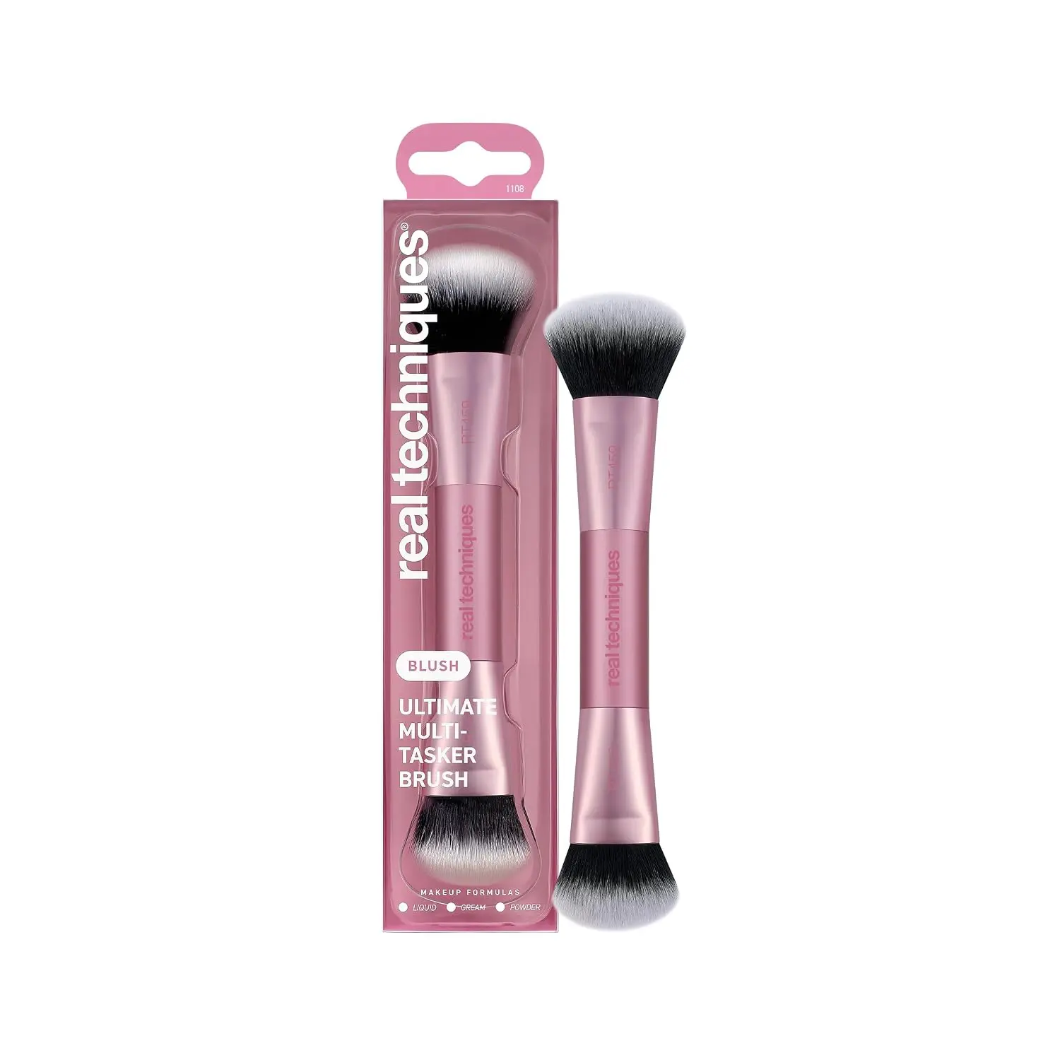 Real Techniques Ultimate Multi Tasker Brush, Makeup Brush for Foundation | Airbrushed finish, dual-ended bronzer brush and blush brush for cheeks, angled and fluffy ends, UltraPlush bristles