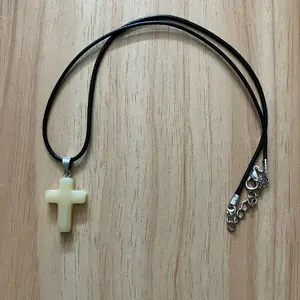 Yellow acrylic cross necklace