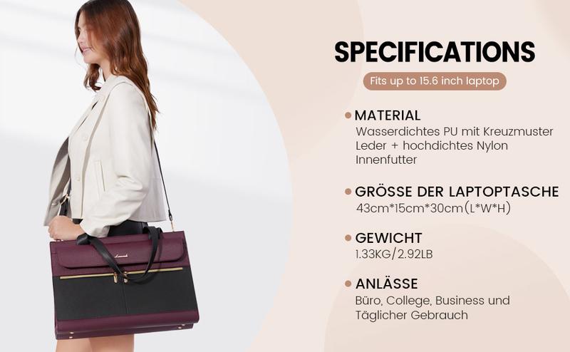 【Valentine's Day Gift】LOVEVOOK Laptop Tote Bags 15.6-17.3 inches for Woman with Clutch Purse, Large Business Teacher Office Crossbody Purse with 2 Cup Holder, Compact Waterproof Vegan Leather Shoulder Bags and Computer bag for Work, Office, Casual