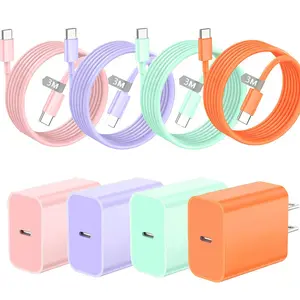 10FT Long Data Cable Set with 20W Fast Charging Adapter USB-C Power Supply & 10FT Type-C Quick Charge Cord Compatible with iPhone 17/16/15 Series, iPad / Galaxy S25/22/ Note 8/9/10/120 and More Devices, Durable Samsung Cable USB-C Wall Charger for Tablet