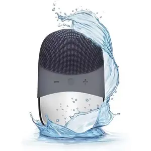 Silicone Face Scrubber, IPX7 Waterproof Sonic Facial Cleansing Brush, USB Rechargeable Sonic Massage Face Brush for Deep Cleansing, Gentle Exfoliating and Massaging (Grey)