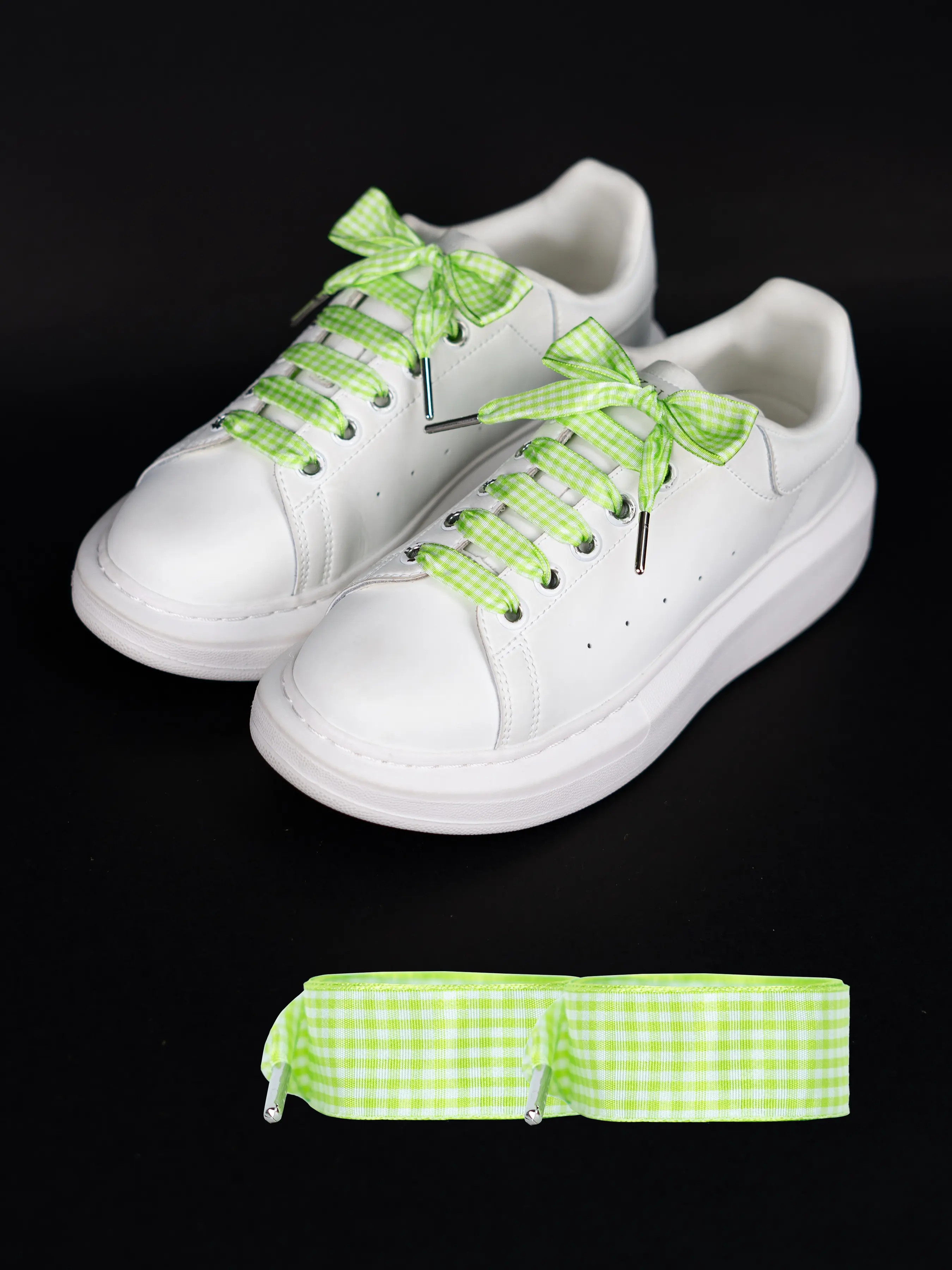 Cute Plaid Shoelaces Set, Metal Head Design, Wide Fit for Daily Casual Wear, Perfect for Comfortable Shoe Lacing