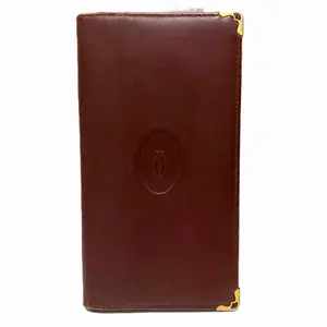 Pre-owned Cartier Calfskin Small Leather Goods Must Line Leather Long Wallet