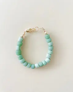 Spring Green Bracelet | 6mm Glass Beads | Gold-Filled Handmade Jewelry for Women, Kids & Babies