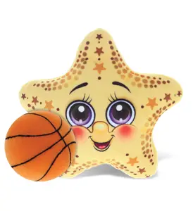 DOLLIBU Soft Polyester Ocean Life Starfish Stuffed Toy with Basketball, Ideal for Customized Gifts