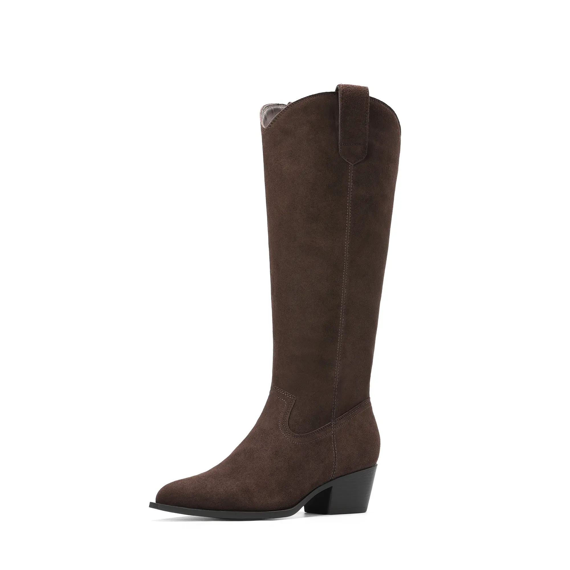 DREAM PAIRS Cowboy Boots for Women Pointed Toe Block Heel Suede Knee High Boots, Fashion Slouchy Cowgirl Boots