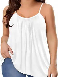Women's Summer Sleeveless Loose-Fitting Spaghetti Strap Top, Solid Color Minimalist Design, Ideal for Casual Wear & Everyday Comfort