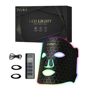 EVFOFO 7 Mode Red Light Therapy Mask for Face, FDA-Cleared Portable LED Face Mask with Remote for Wrinkles, Acne & Skin Tone at Home, Near-Infrared 850nm Red Light Therapy Mask, Black