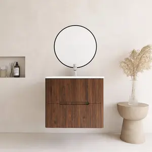 24 in. Single Sink Wall-Mounted Bath Vanity Set with White Ceramic Top Wall Mounted Floating Bathroom Vanity