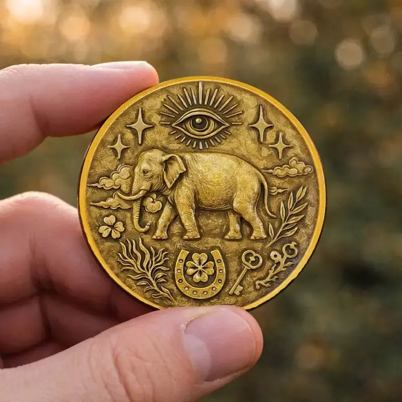 Iron 2D Full-View Lucky Coin - 777 Number Wealth Charm, Universe Destiny Commemorative Coin with Engraved Star Symbols, Festive Home Supplies Party Gift Idea for Good Fortune