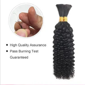 18 inch, 100 Percent Human Braiding Hair For Boho Braids Curly Human Hair Braiding Hair Full Bulk Human Hair For Braiding Wet Wavy 100g 3 Bundles No Weft Micro Braiding Hair Human Hair Extensions LOVED Hair